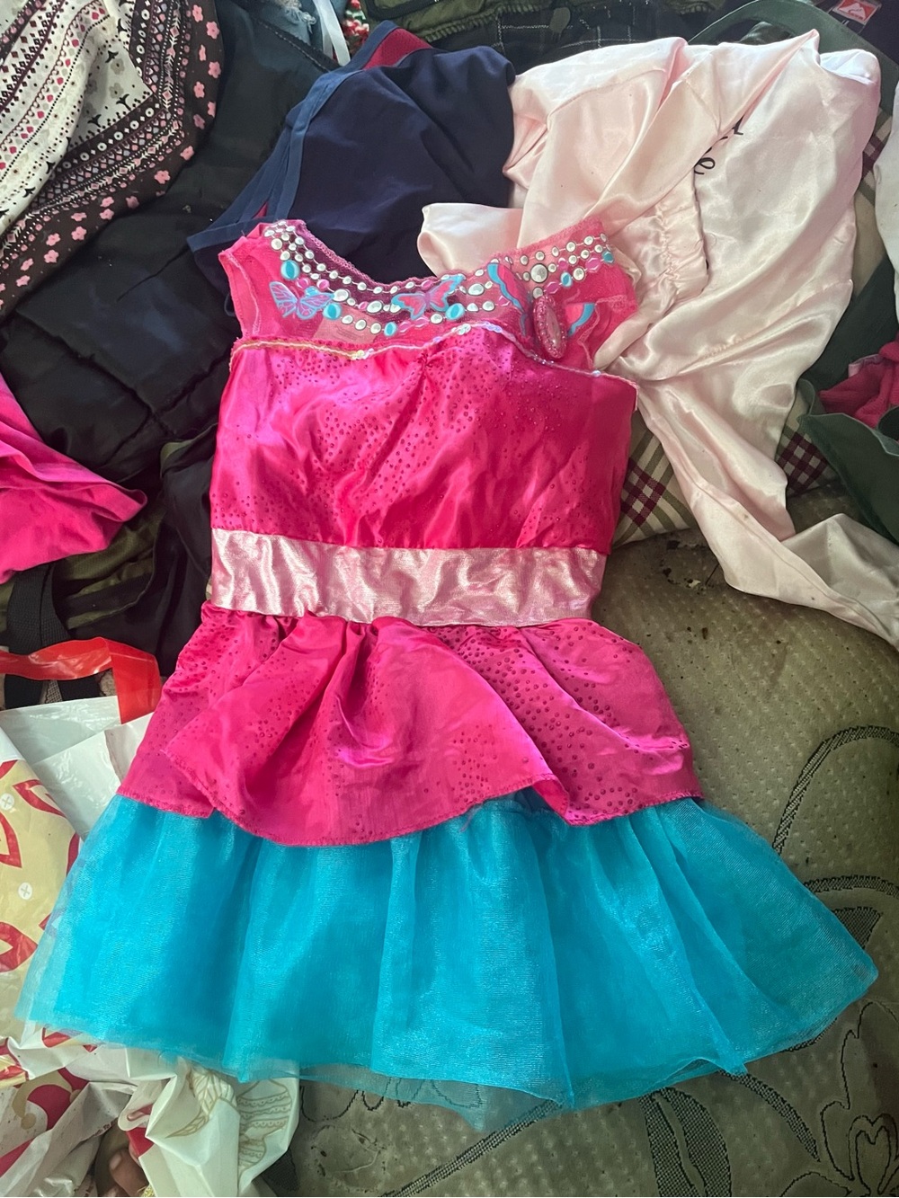 Girls Hot Pink and Turquoise Barbie Costume Dress